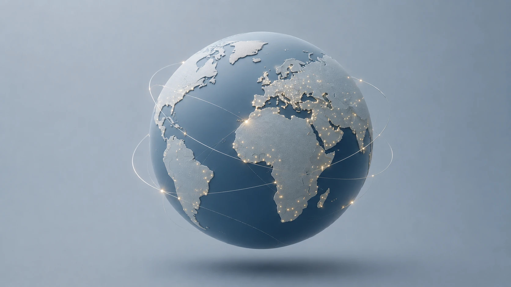 Globe relié par un réseau mondial de points lumineux