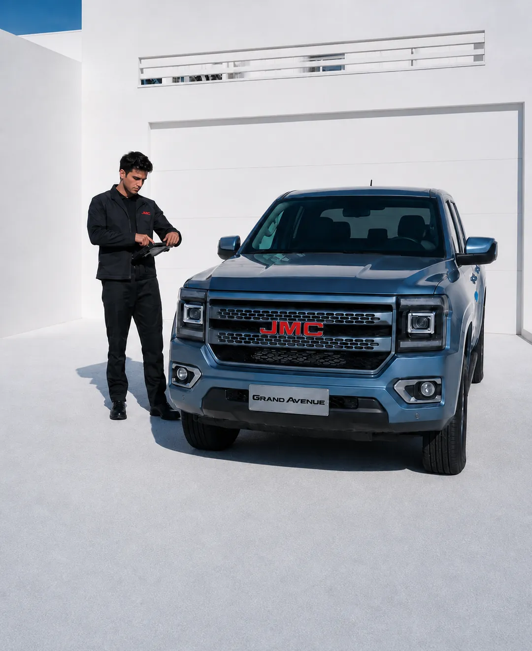 Conseiller JMC échangeant avec un client au sujet de son véhicule